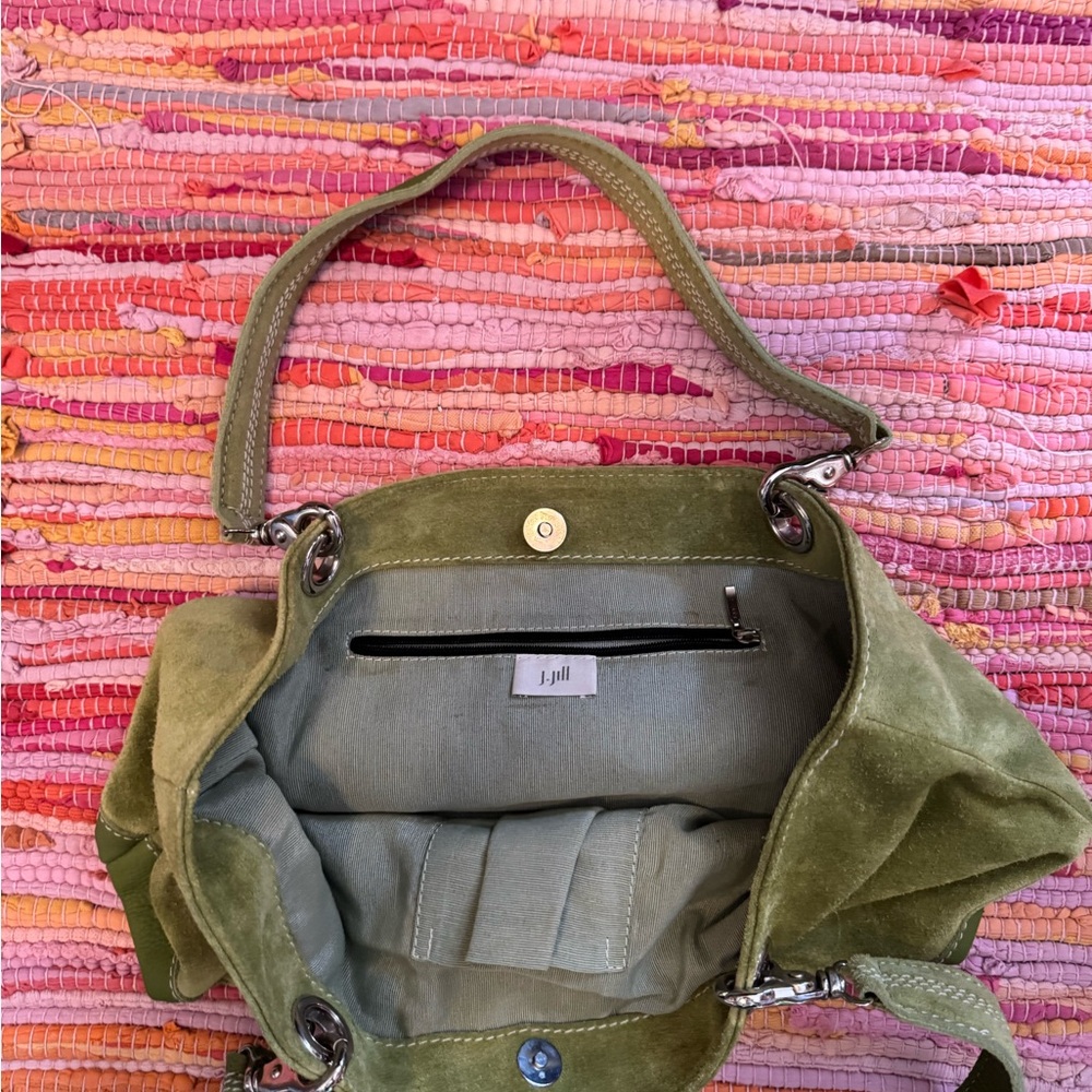 J. Jill Two-Tone Green Suede Shoulder Bag - Picture 4 of 6